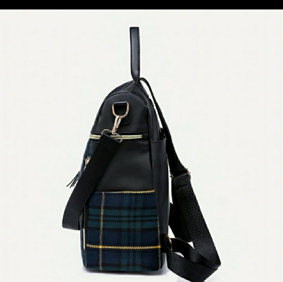 Restocked! Vegan Leather Plaid backpack - Picture 4 of 7